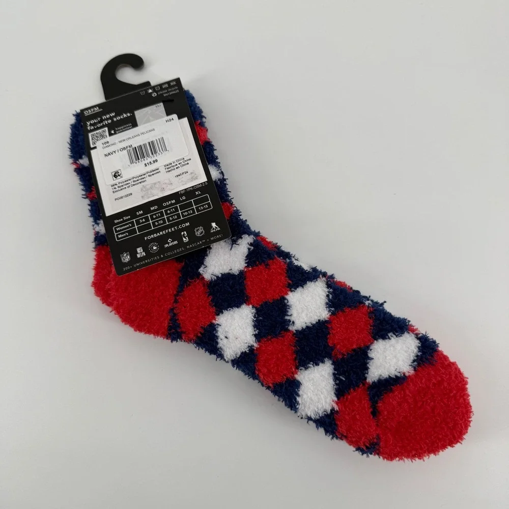 For Bare Feet New Orleans Pelicans‎ Argyle Fuzzy Cozy Socks OSFM